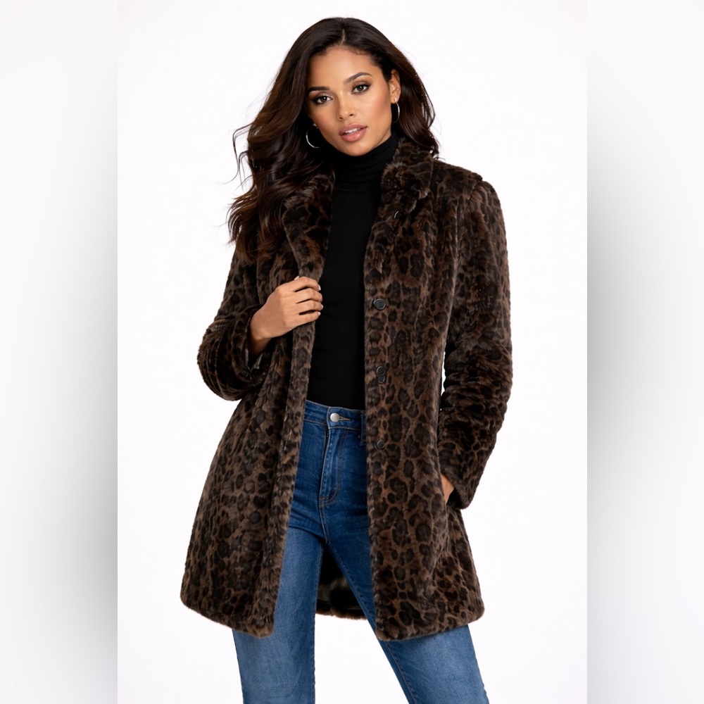 Vintage Novelti Leopard Print Faux Fur Coat